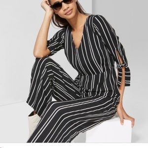 Target Women's Striped Tie Short Sleeve Jumpsuit